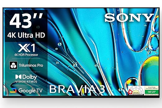 Sony BRAVIA 3 Series 108 cm (43 inches) 4K Ultra HD AI Smart LED Google TV K-43S30 (Black)