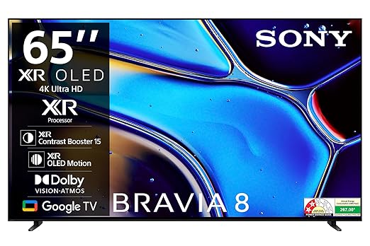 Sony BRAVIA 8 Series 164 cm (65 inches) 4K Ultra HD AI Smart OLED Google TV K-65XR80