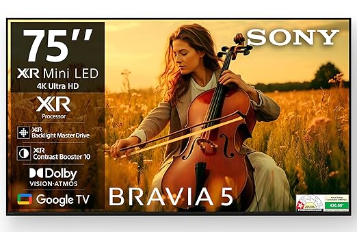 Sony 189 cm (75 inches) BRAVIA 5 Series 4K Ultra HD Smart Mini LED Google TV K-75XR55A