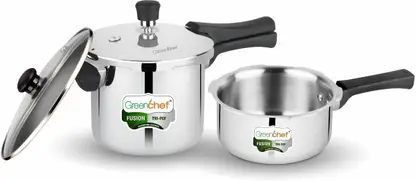 Greenchef | Fusion Tri Ply Combo | Fusion Tri Ply Cooker Combo 3L +2 L (with 2GL)