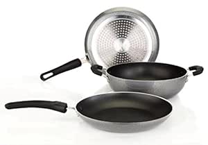Greenchef | Non-Stick Cookwares | Trinity IB N/S pcs Gift Set Tawa 280 mm + Fry pan 240 mm + Kadai 240 mm with Glass lid)