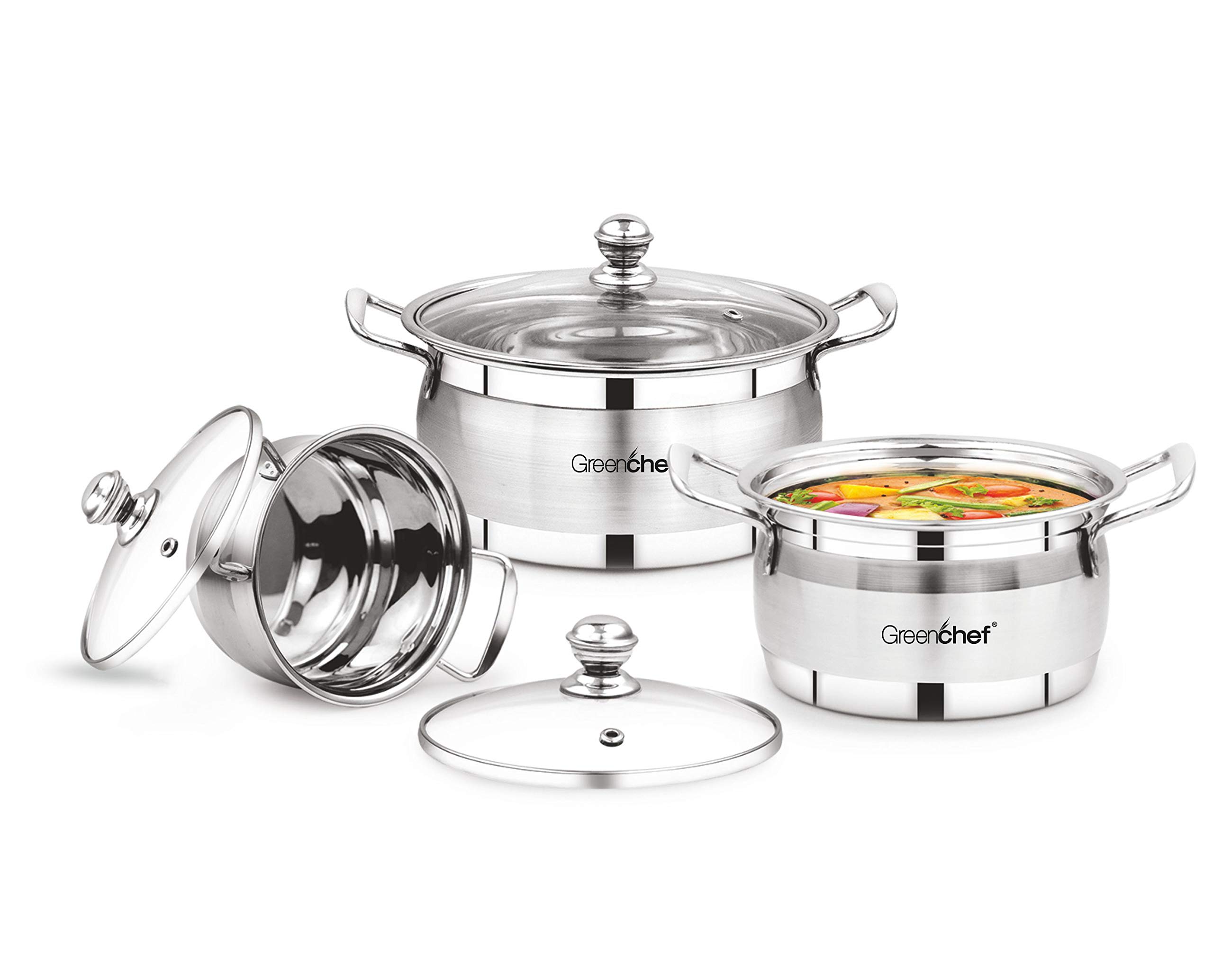 Greenchef | Stainless Steel Cookwares | 3 in 1 Stainless Steel Cook and Serve